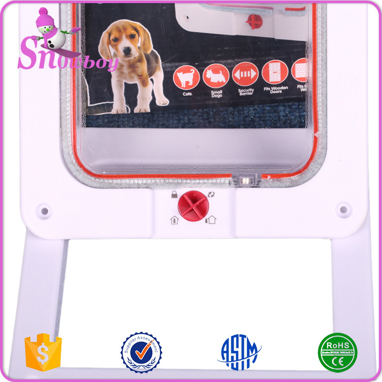 White Frame 4 Way Locking Lockable Magnetic Pet Cat Small Dog Flap Plastic Cat door