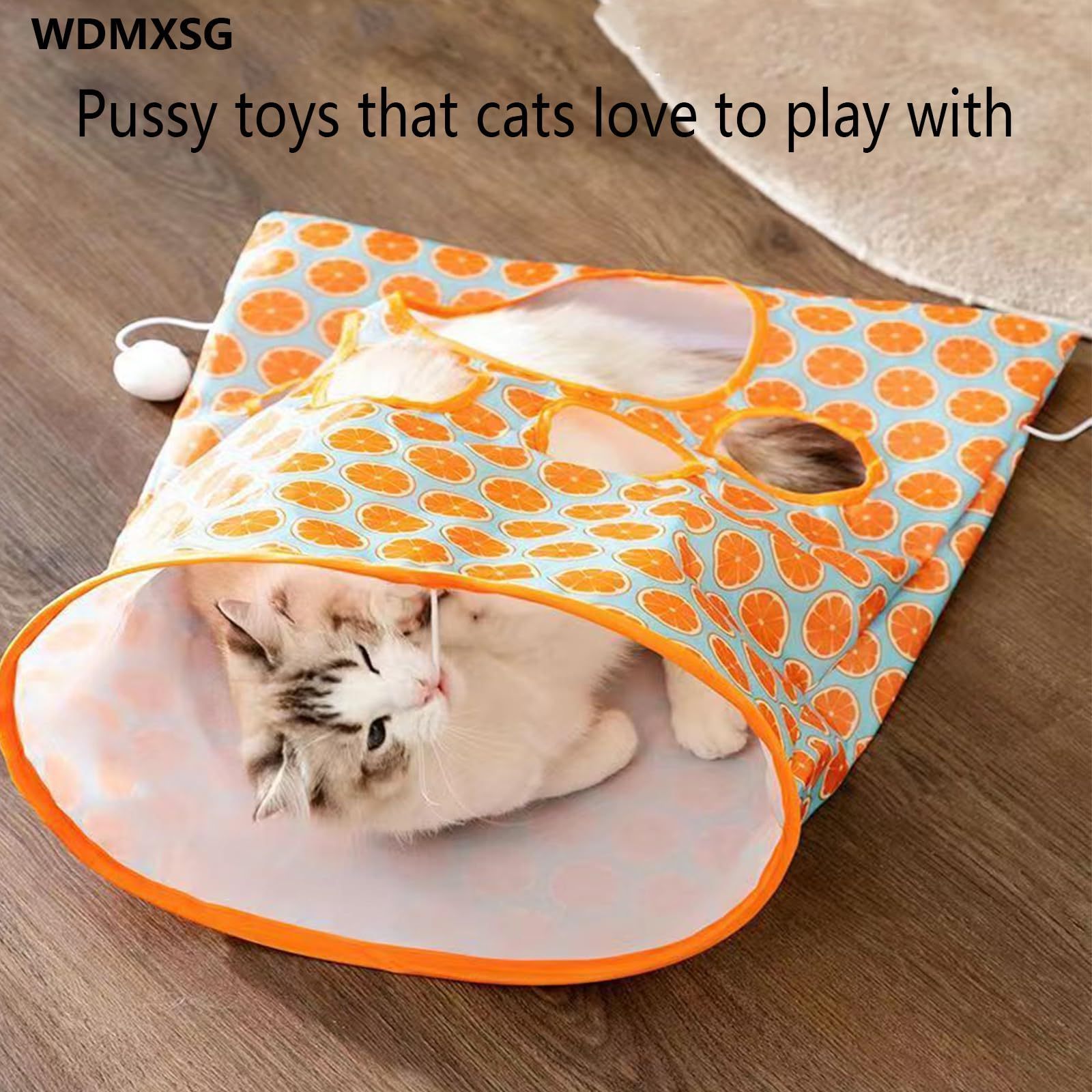 Custom Portable Interactive Collapsible Hiding Paper Pocket Kitty Cat Cave Tunnel Toy Crinkle  Sack Bag for Indoor