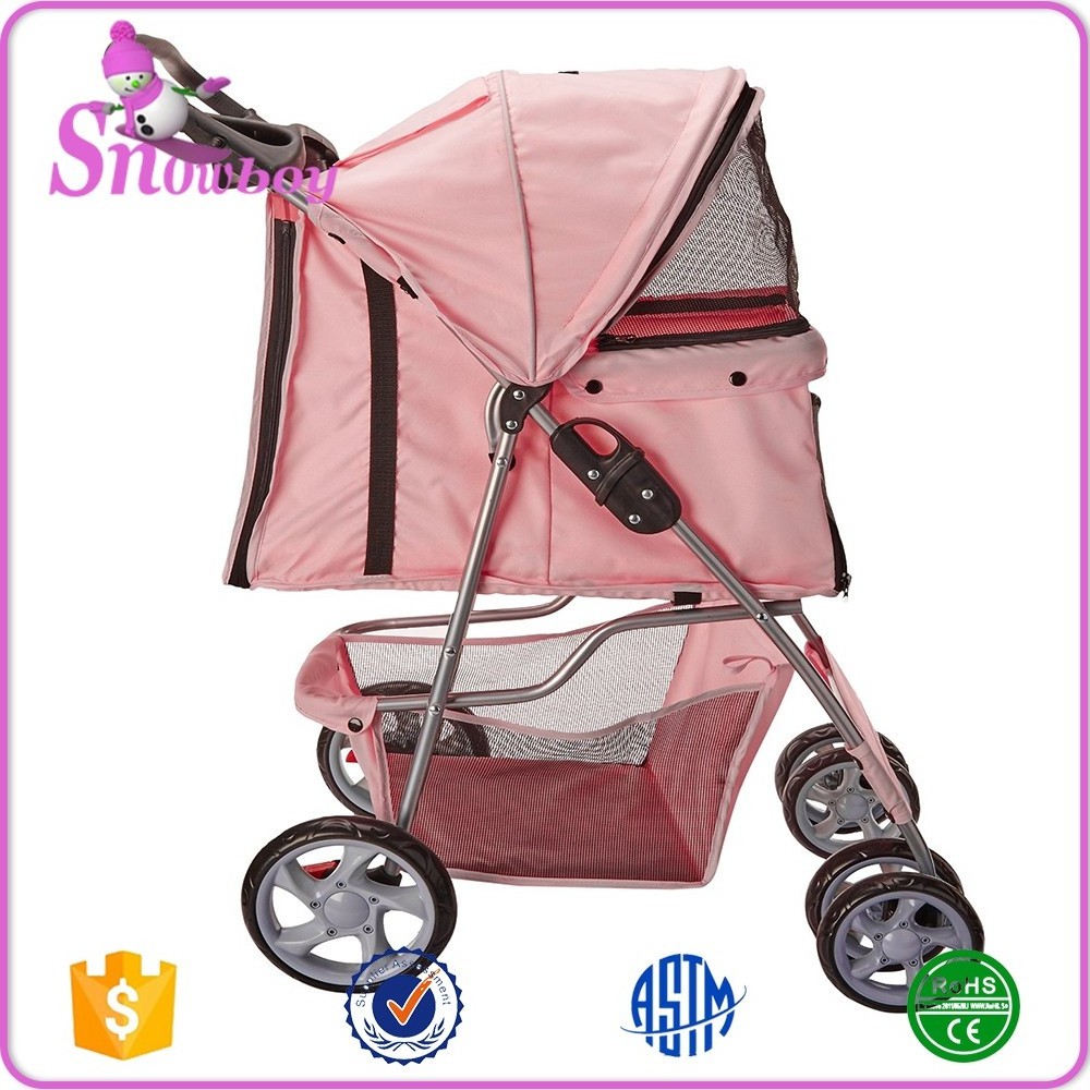 Pet Twin Double Stroller Cat Dog Foldable 4 Wheel Travel Carrier