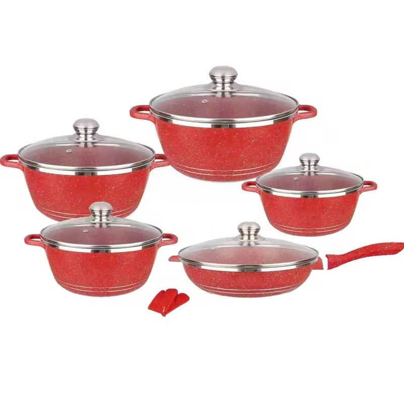 High quality OEM marble granite ceramic non stick kitchen wear pan cookware set cooking