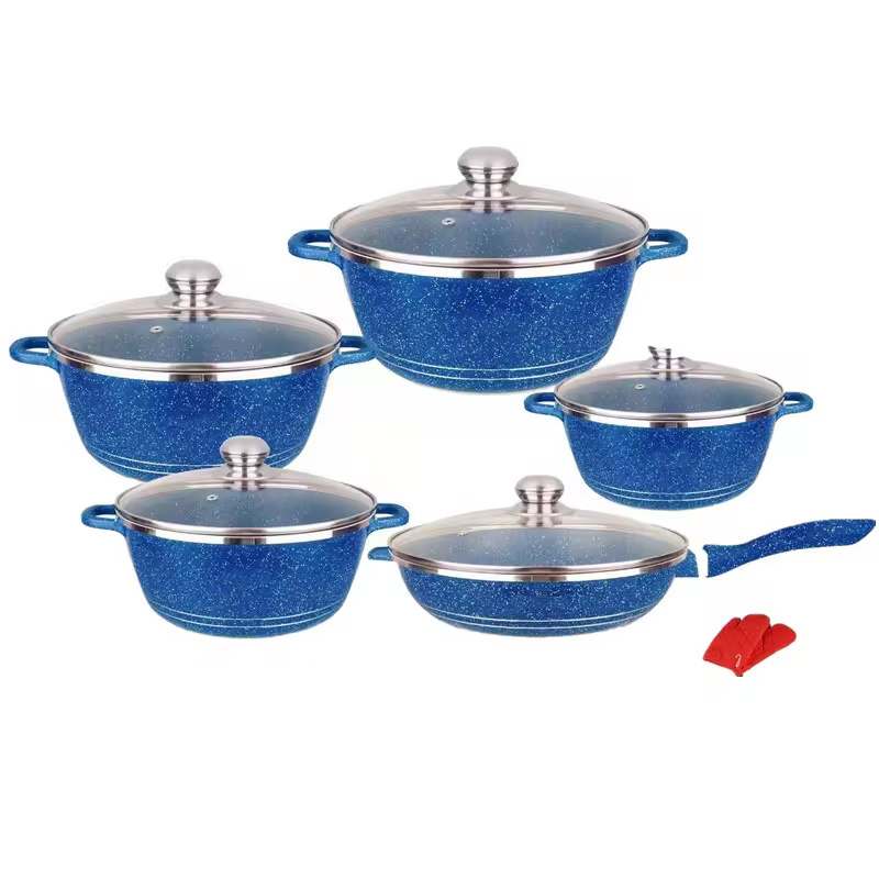 High quality OEM marble granite ceramic non stick kitchen wear pan cookware set cooking