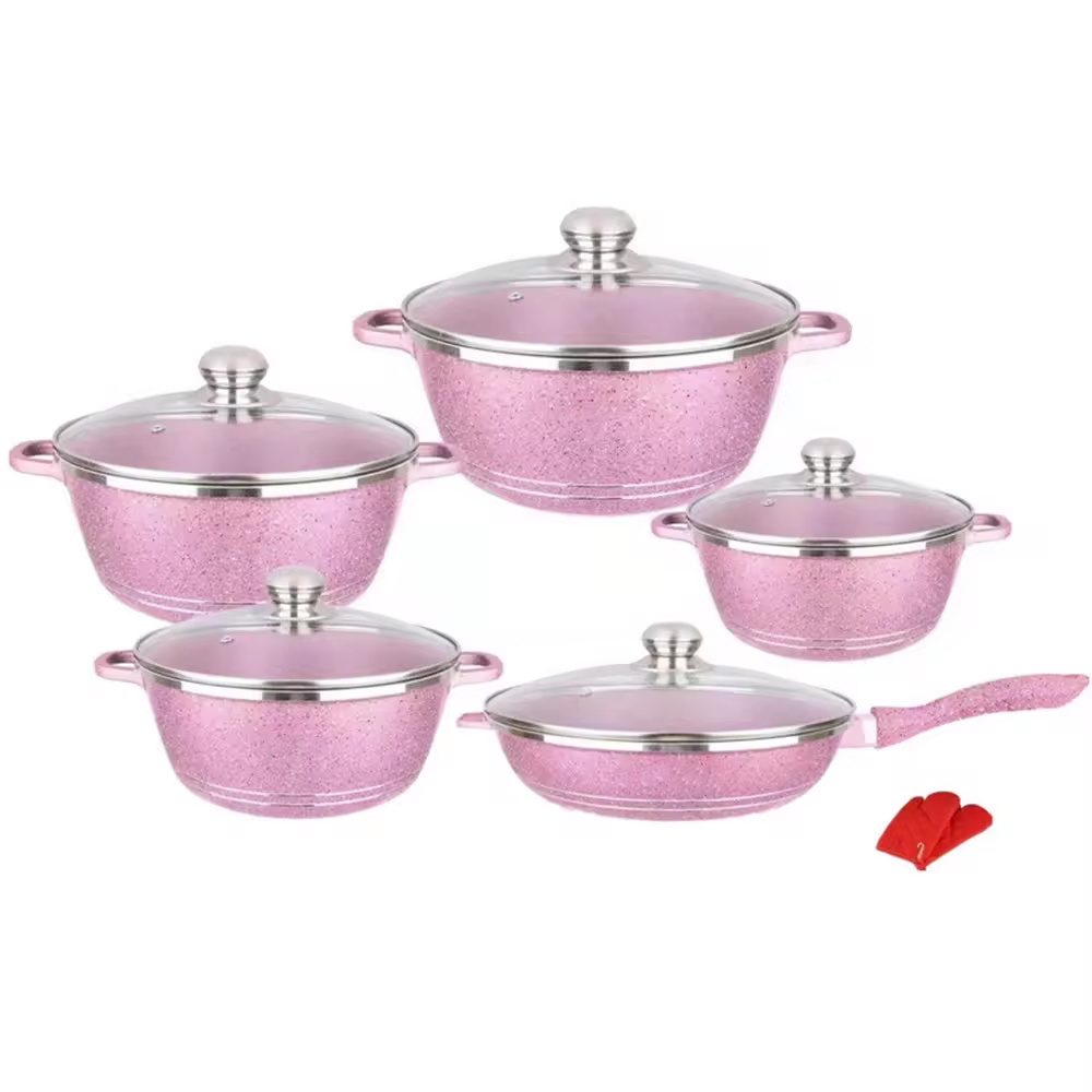 High quality OEM marble granite ceramic non stick kitchen wear pan cookware set cooking