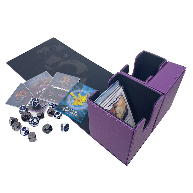 Best Sellers PU Leather Card Deck Box Storage Case board Game Playing Card And Dice Storage Box