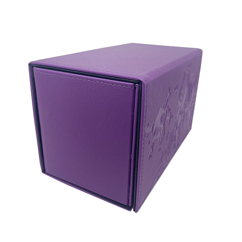 PU Customize Logo Box Packaging Three Spaces Board Game Playing Card And Dice Storage Box