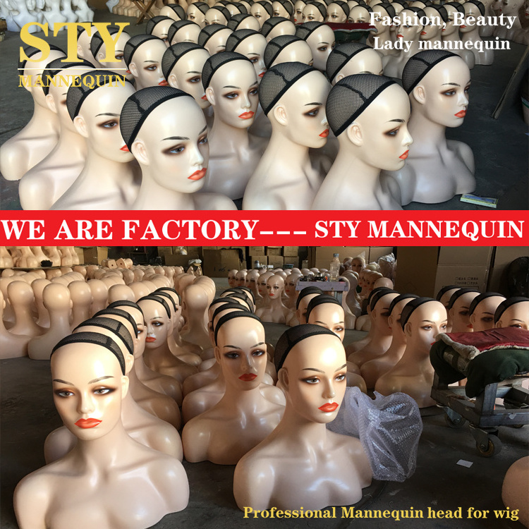 Julianna mannequins female realistic pretty makeup mannequin head with shoulders mannequin head for wig display