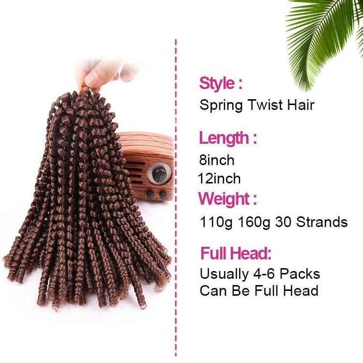 Juliana Nubian 8 12 Inch Kinky 30 Strands Spring Twist Synthetic Hair For Crochet Braids Best Synthetic Braiding Hair Extension