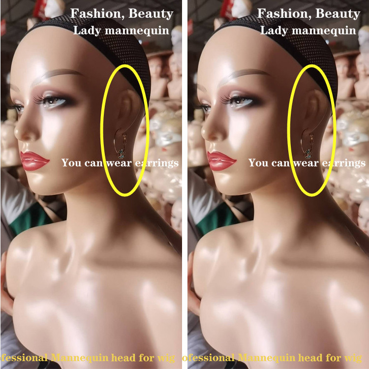 Julianna mannequins female realistic pretty makeup mannequin head with shoulders mannequin head for wig display