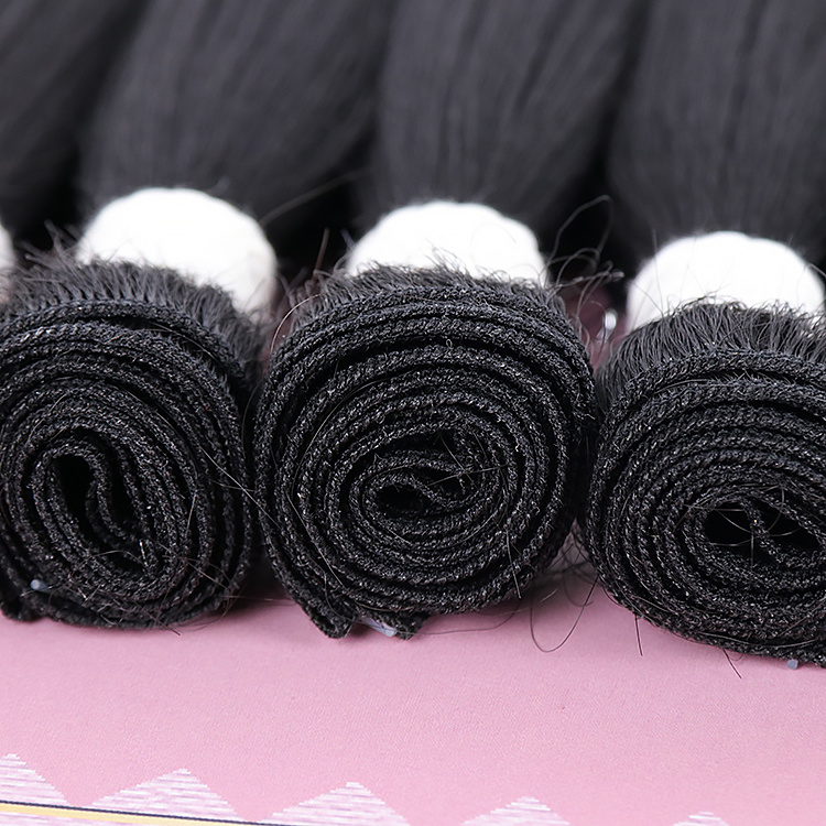 Julianna Hair Wholesale 8pc Pack Organic Yaki Straight Weave Bundles Set Premium Synthetic Black Natural Weft Curly Hair Weaving