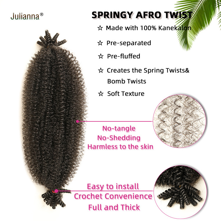 Springy Afro Spring Twist Expressions Attachments Cheap Ombre Curly Bulk Synthetic Russian Wholesale Braiding Extension Hair