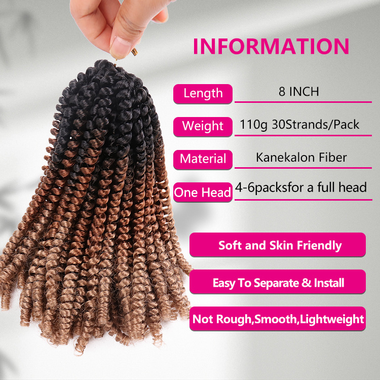 Julianna Wholesale Synthetic Spring Curl Crochet Braids 8 Inch Nubian Hair Products Kenya 12 Inches Spring Twist Braiding Hair