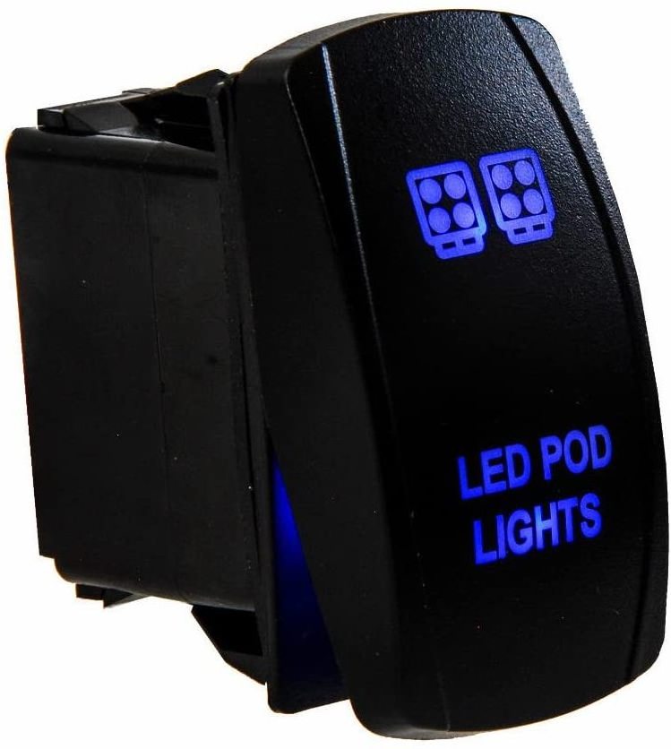 20 Amp 12 Volt  UTV Truck Polaris   Blue led Laser ON-OFF Rocker POD Light Rocker  Switch