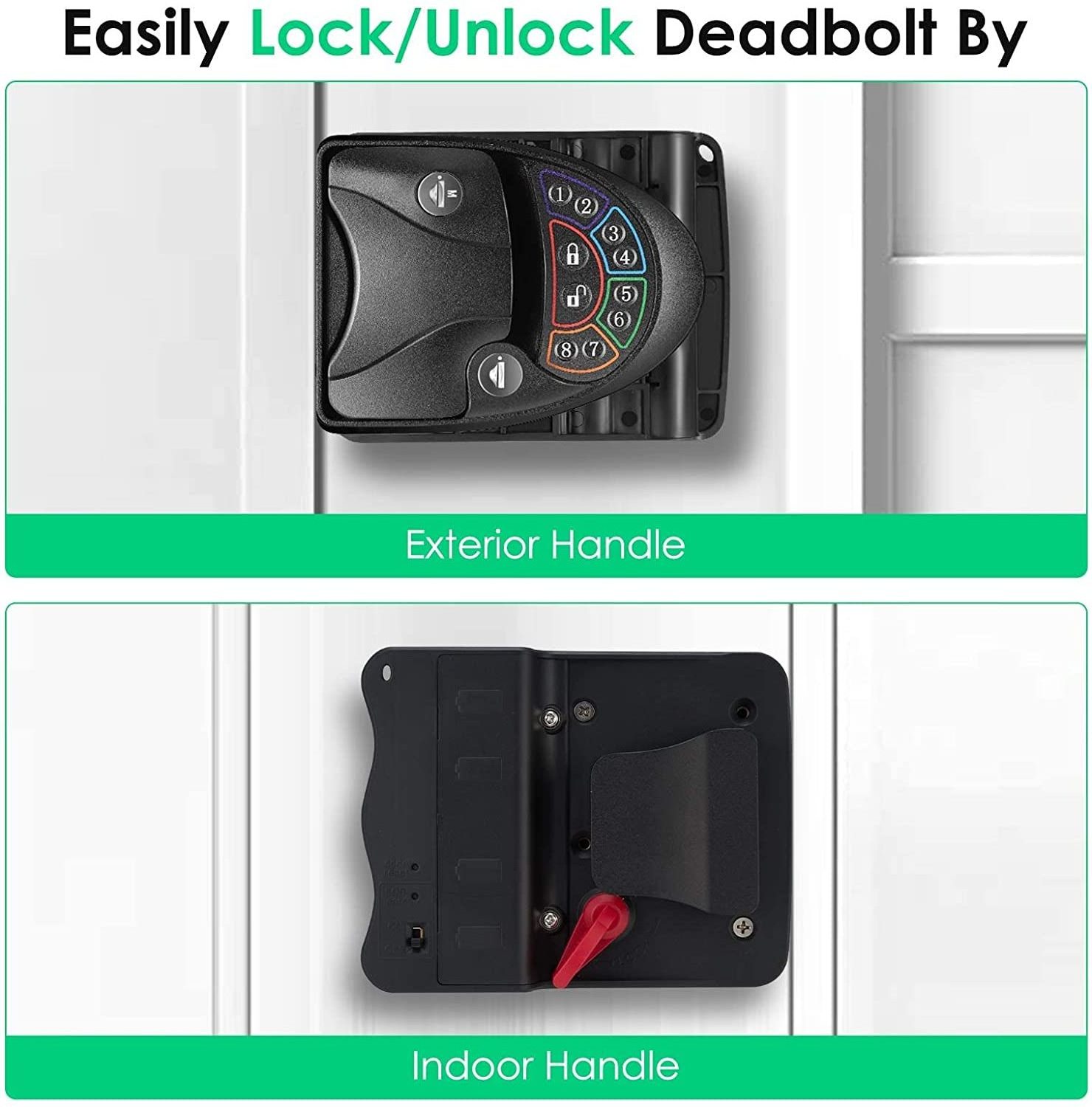 RV Door Lock Keyless Entry with Deadbolt Backlit 65ft Wireless Fobs Remote Control Metal Latch for RV Caravan Trailer Car Camper