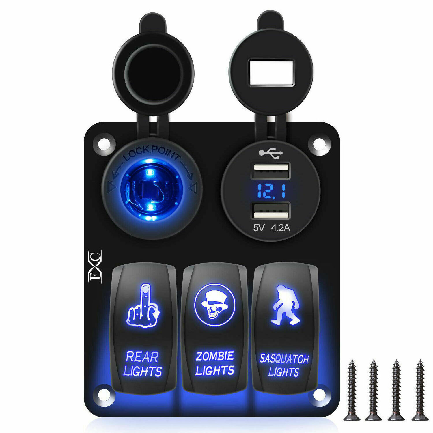 20 Amp 12 Volt  UTV Truck Polaris   Blue led Laser ON-OFF Rocker POD Light Rocker  Switch