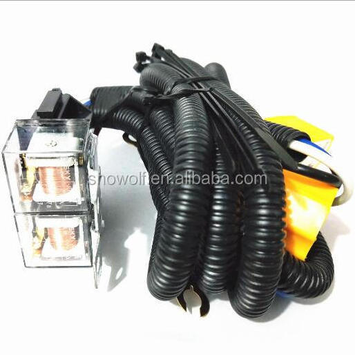 H4 Relay Harness Wire Halogen 2 Headlight Ceramic Controller Socket Plugs Kit For Car Auto Headlight