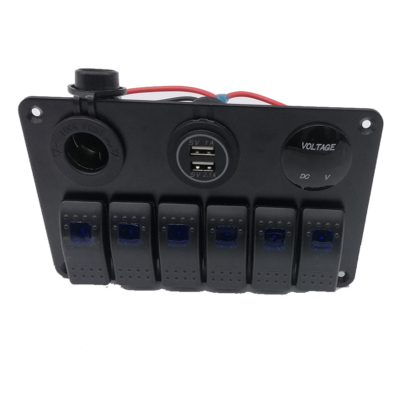 6 Gang  Switch Panel with Electronic Relay System Circuit Control Box Waterproof Fuse Relay Box Wiring Harness Assemblies