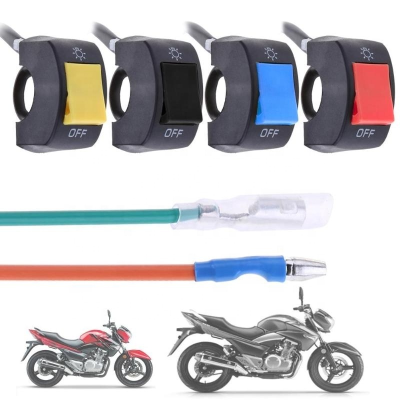 5 Colors Motorcycle On-Off Switch Push Button 22mm Handlebar Switches 12V ATV Electronic Bike Scooter Motorbike Bullet Connector