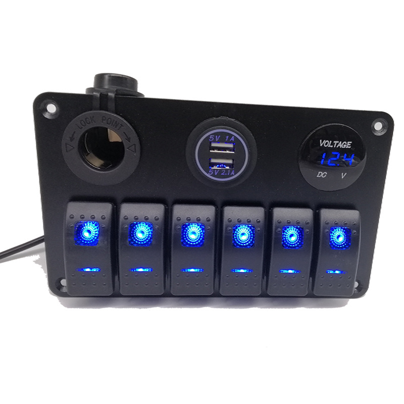 6 Gang  Switch Panel with Electronic Relay System Circuit Control Box Waterproof Fuse Relay Box Wiring Harness Assemblies