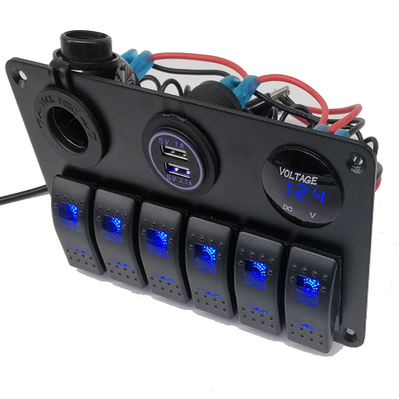 6 Gang  Switch Panel with Electronic Relay System Circuit Control Box Waterproof Fuse Relay Box Wiring Harness Assemblies