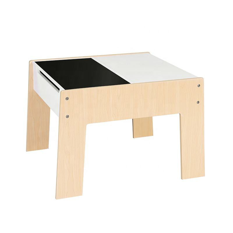 kids Sensory table and chair combination 3 in 1 Lego building block toy table Wooden children's game table Two chairs