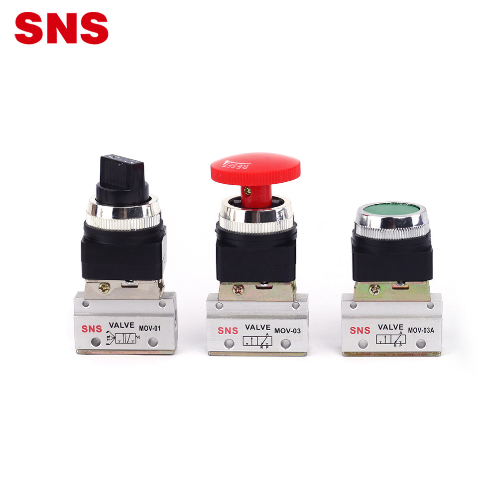 SNS MOV series aritac type air pneumatic aluminum alloy body push button mechanical valve