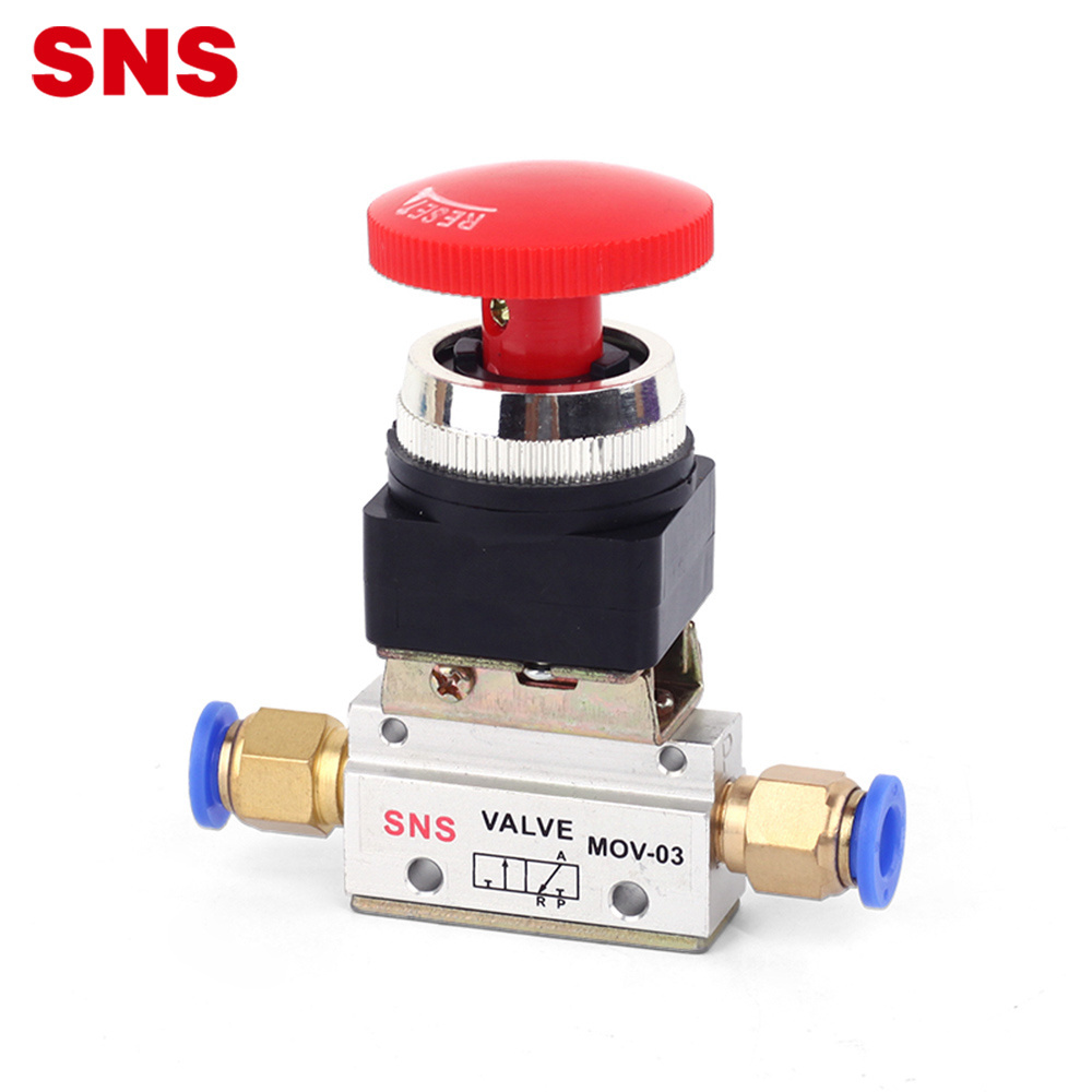 SNS MOV series aritac type air pneumatic aluminum alloy body push button mechanical valve