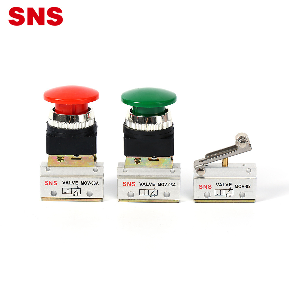 SNS MOV series aritac type air pneumatic aluminum alloy body push button mechanical valve