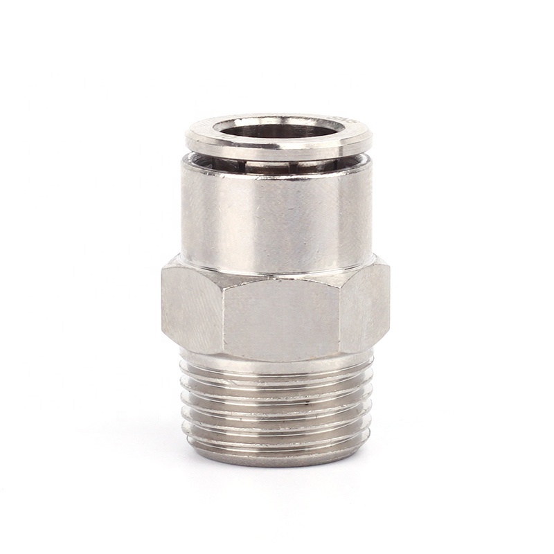 SNS JPC Series One Touch Male Straight Air Hose Tube Connector Nickel-Plated Whole Brass Pneumatic Quick Fitting