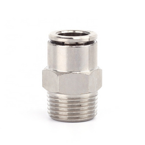 SNS JPC Series One Touch Male Straight Air Hose Tube Connector Nickel-Plated Whole Brass Pneumatic Quick Fitting