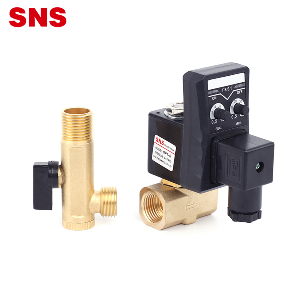 SNS pneumatic OPT Series brass automatic water drain solenoid valve with timer