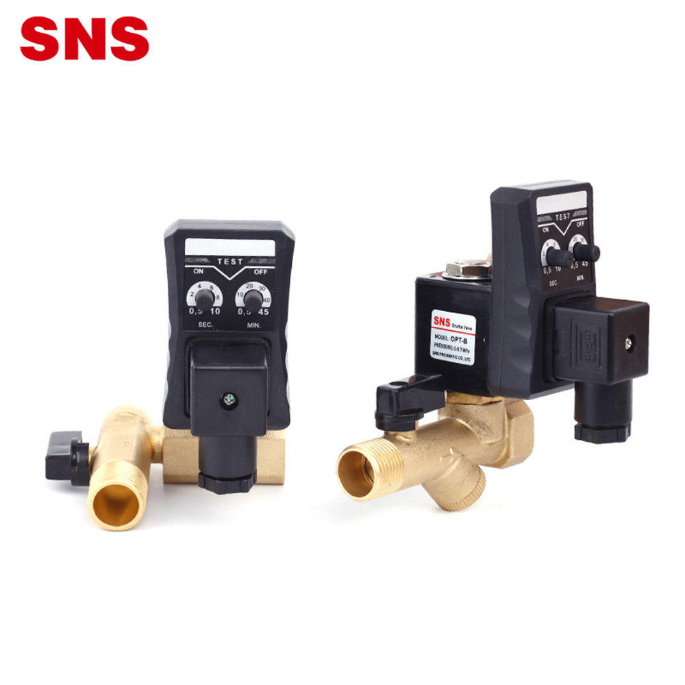 SNS pneumatic OPT Series brass automatic water drain solenoid valve with timer