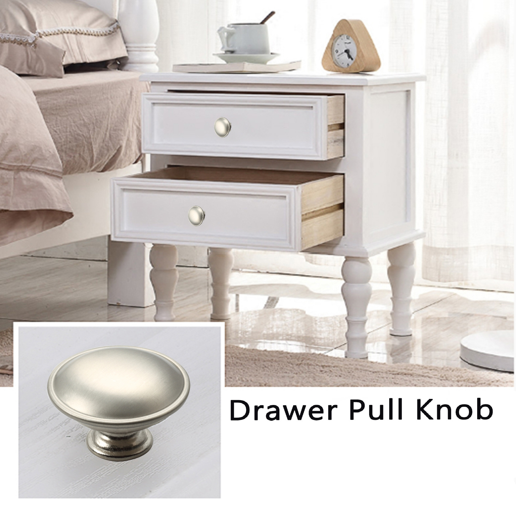 Cabinet Knob Door Round Knob Drawer Kitchen Metal Hardware Satin Nickel