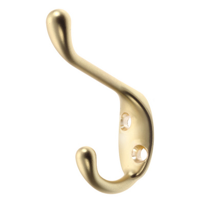 Double Prong Hook Wall Mounted Brass Plated Hooks for Hanging Coat and Hat