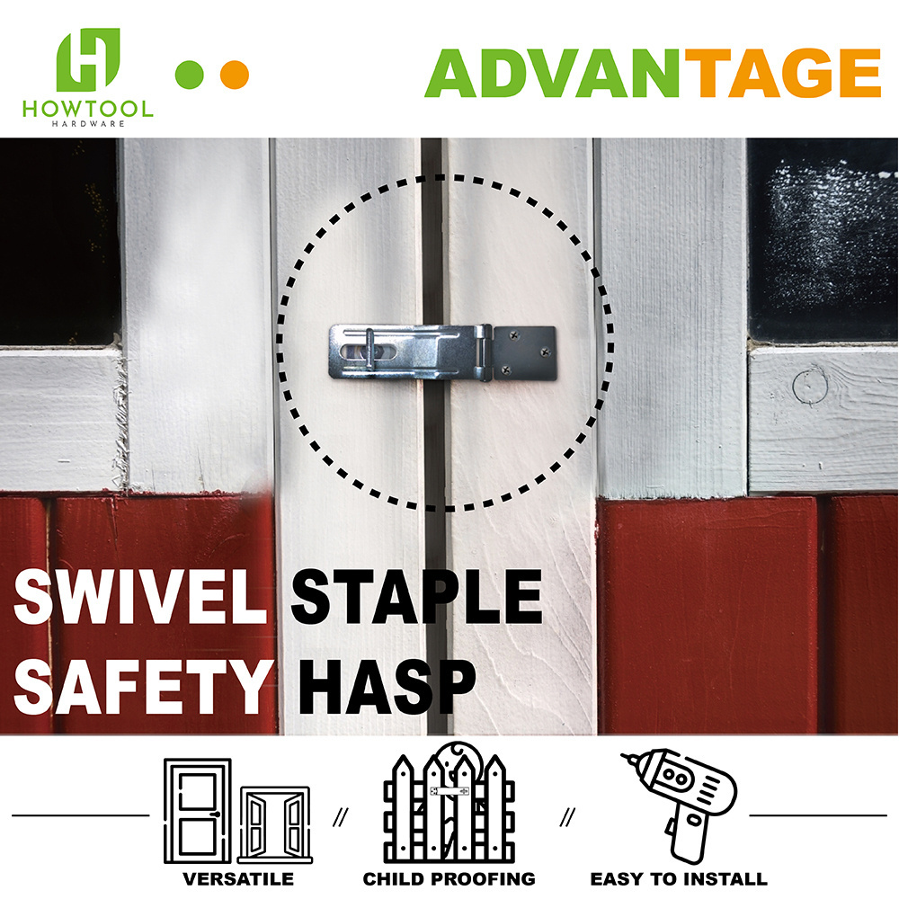 Heavy Duty Door Hasp with Turning Padlock Eye Mount , 4-1/2