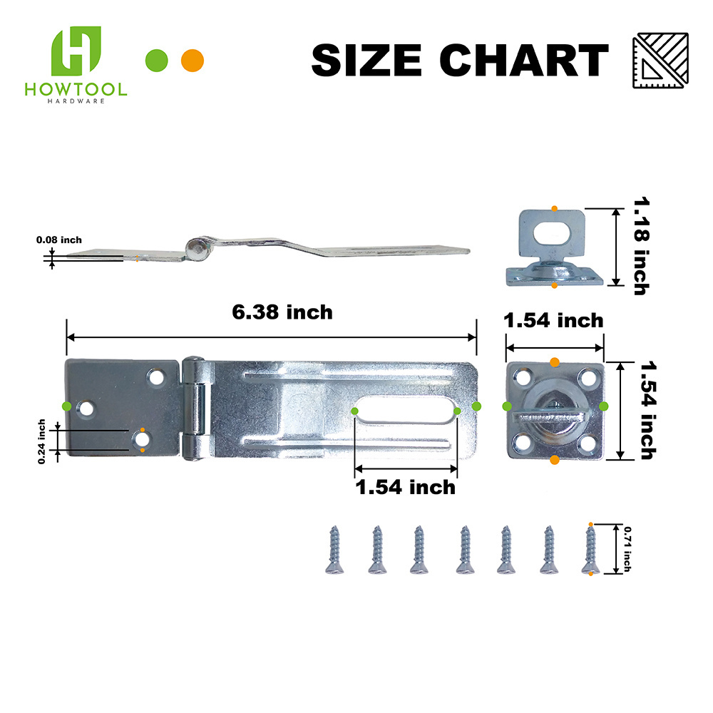 Heavy Duty Door Hasp with Turning Padlock Eye Mount , 4-1/2