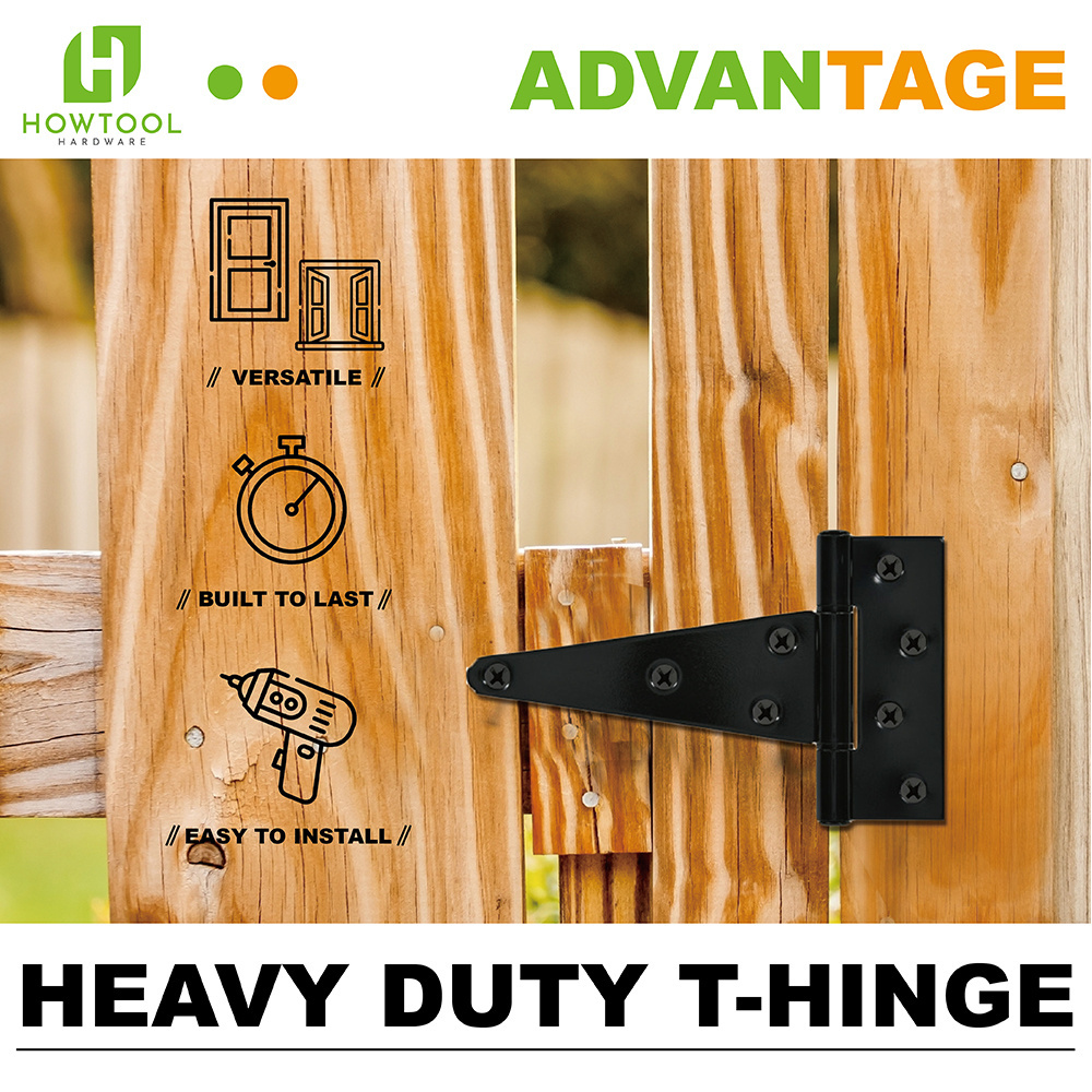 Heavy Duty T Hinge Latch for Wooden Fence with Screws , 6 inch or 8 inch