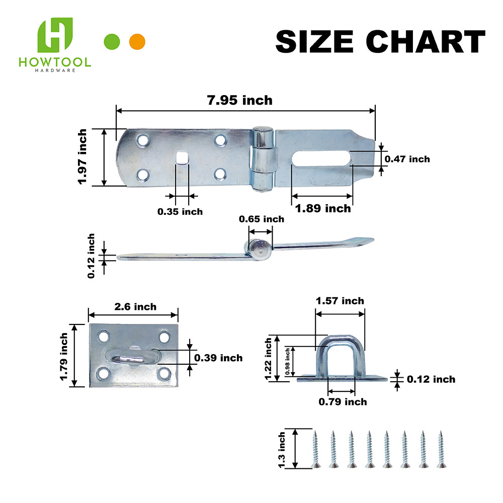 Thicker Heavy Padlock Hasp Door Clasp Hasp Latch , 7-1/4