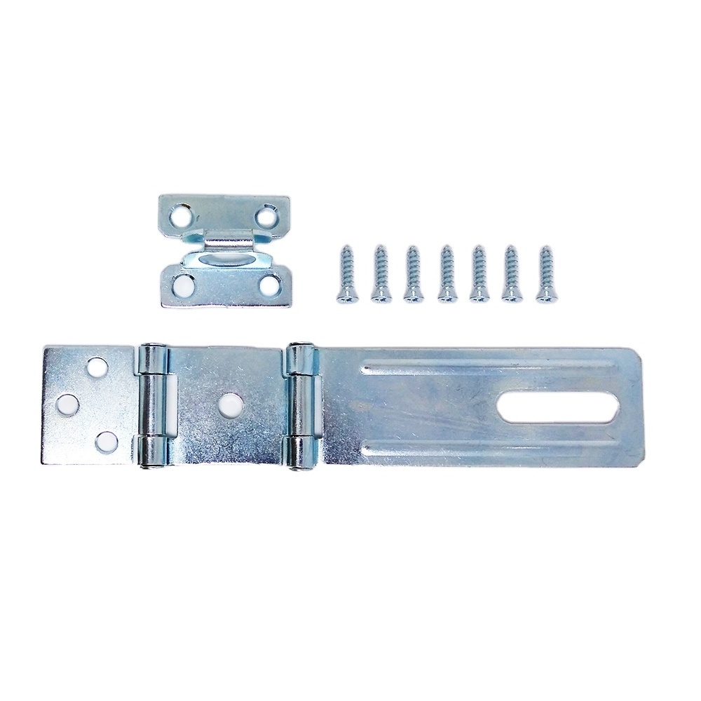 Fixed Staple Double Hinge Safety Hasp , 3-1/2