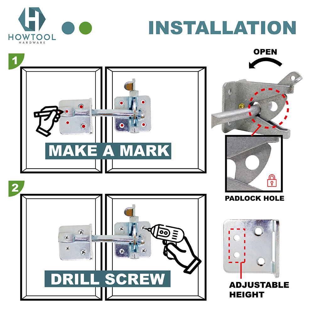 Heavy Duty Metal Zinc Automatic Self Adjustable Gate Latch