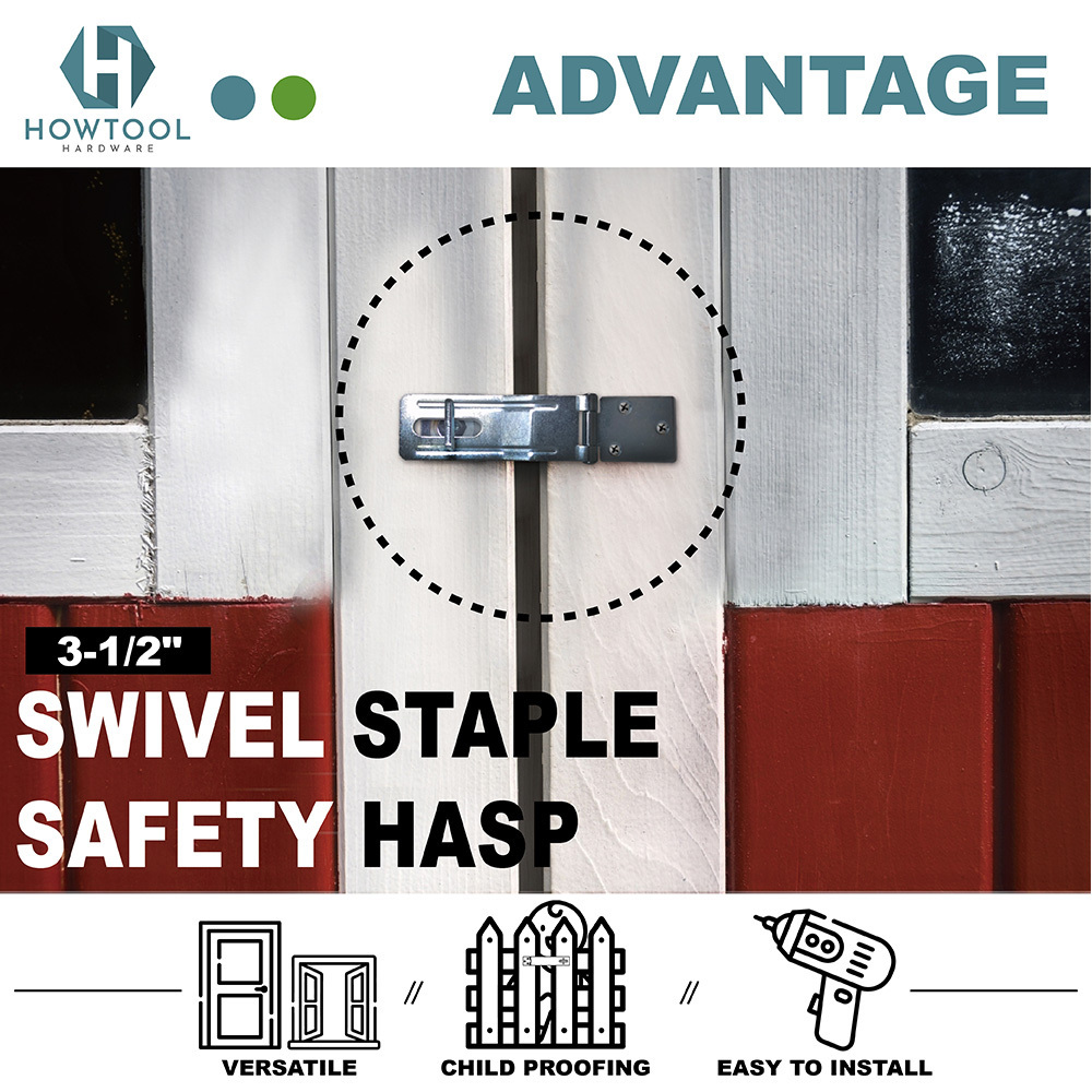 Swivel Staple Safety Hasp , 3-1/2