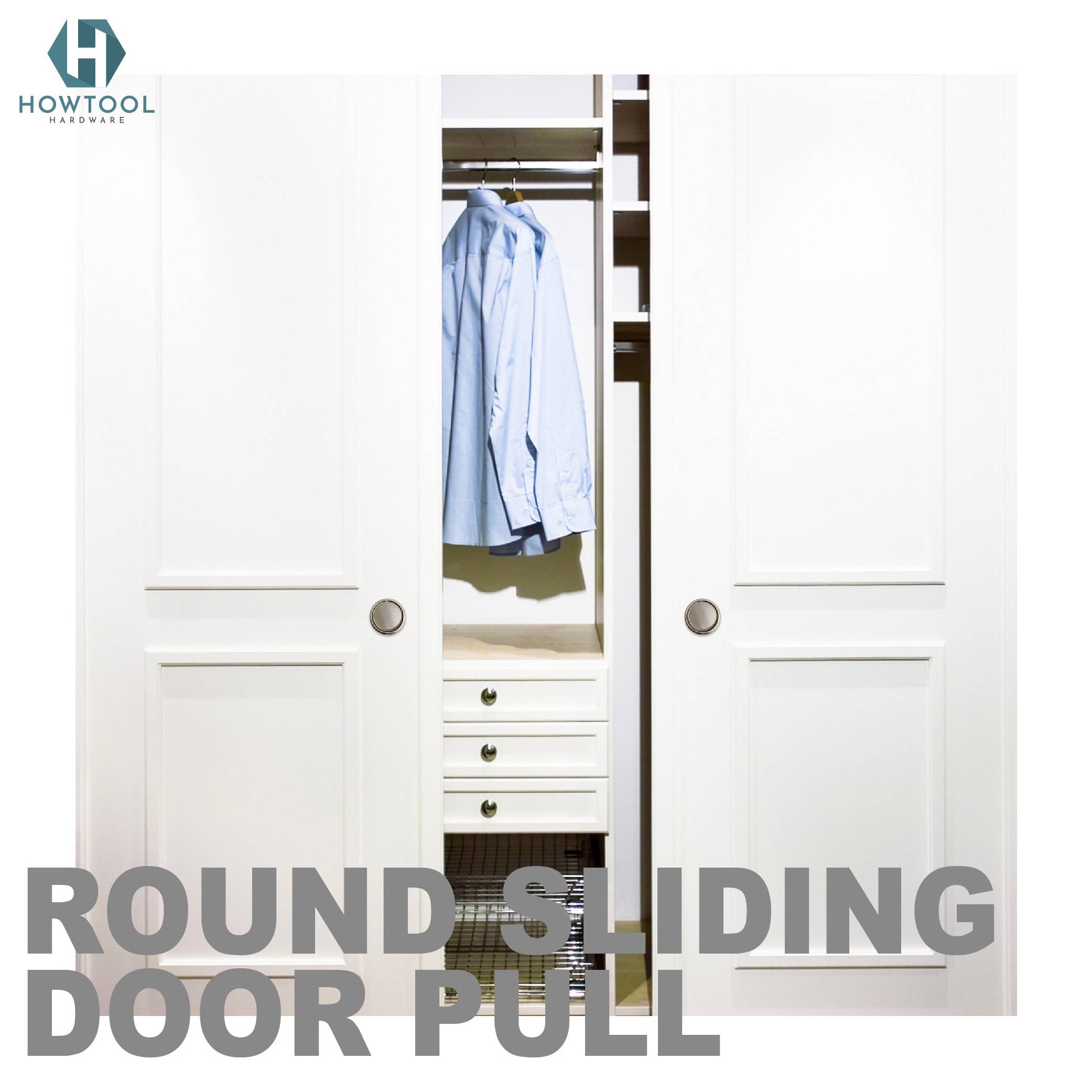 Round Finger Pull - Flush Pull Door Handle for Sliding Door, Closet, Cabinet and More, Made from Stamped Steel