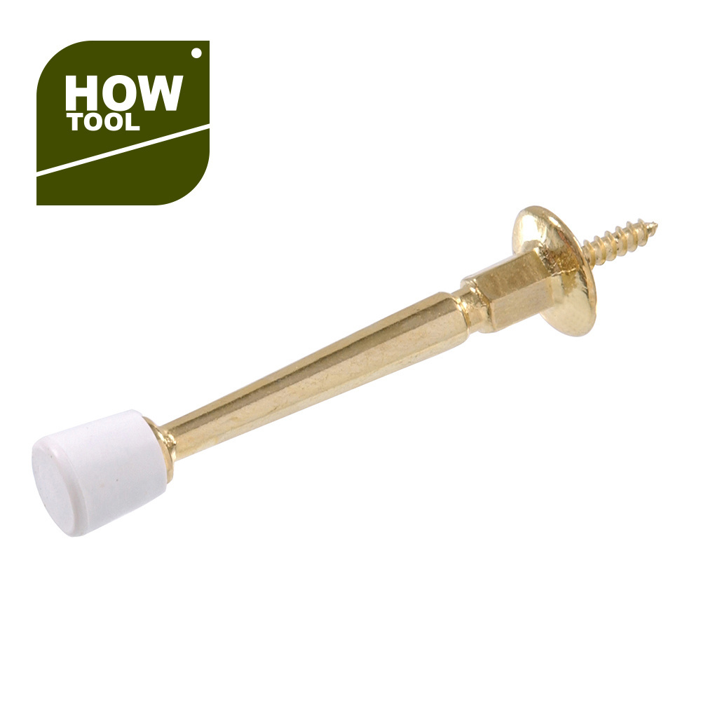 Wall Mounted Brass 3 Inch Door Stop With Rubber Tip