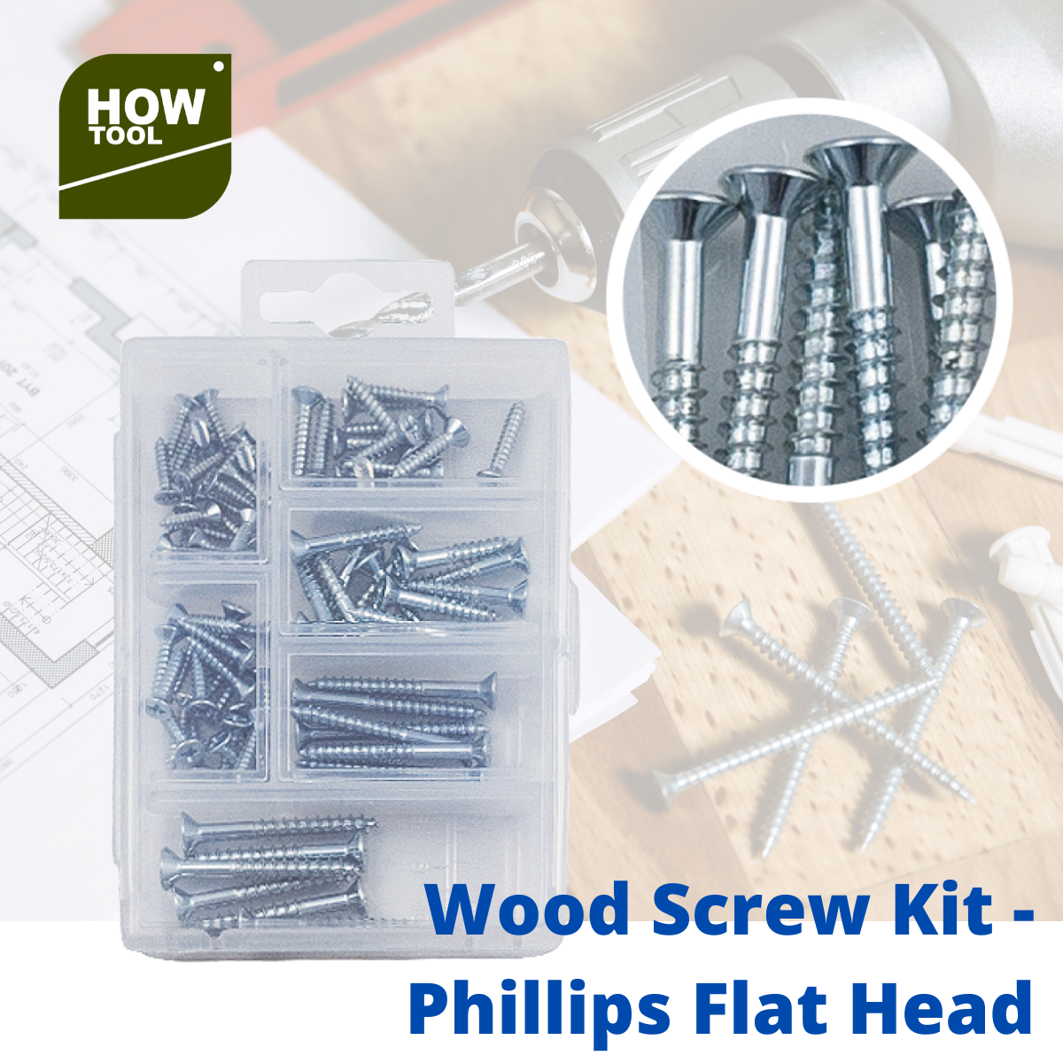 Wood Screws Fasteners Flat Head Phillips Assortment Kit Premium Steel Hardware Zinc Plated