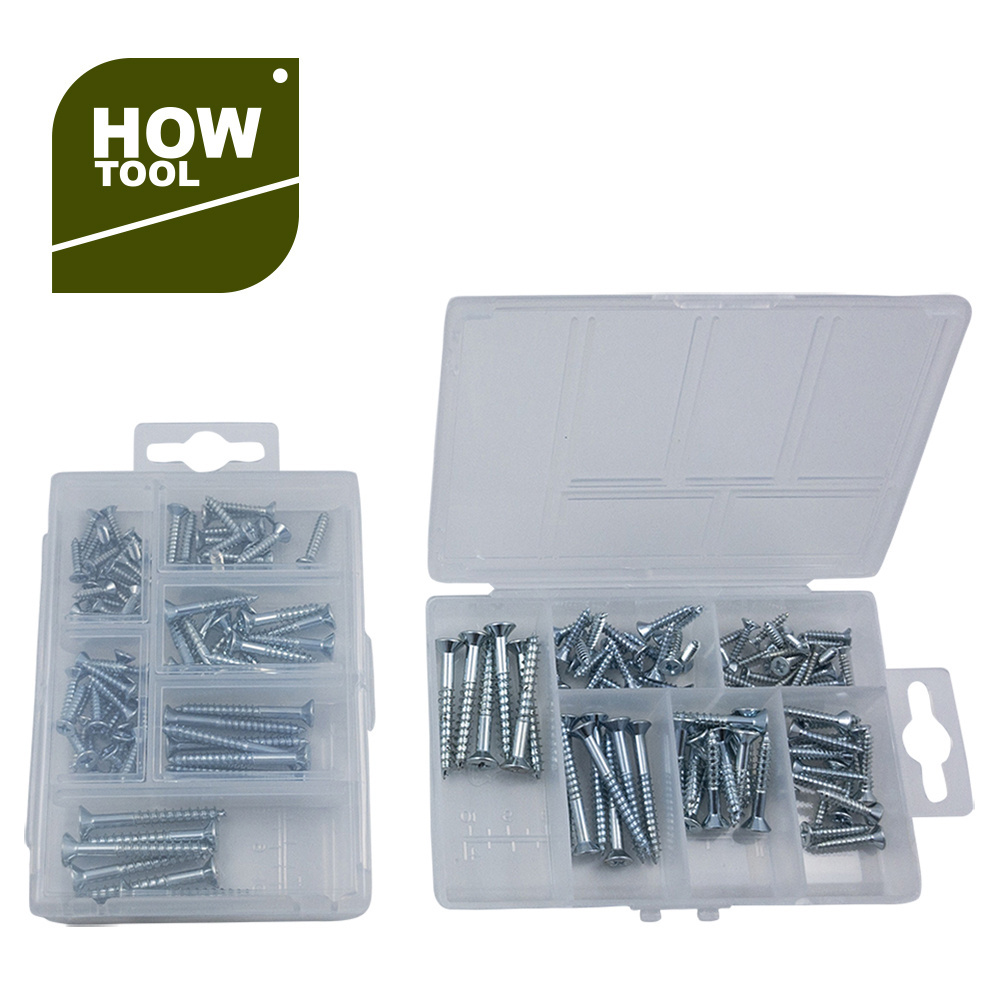 Wood Screws Fasteners Flat Head Phillips Assortment Kit Premium Steel Hardware Zinc Plated