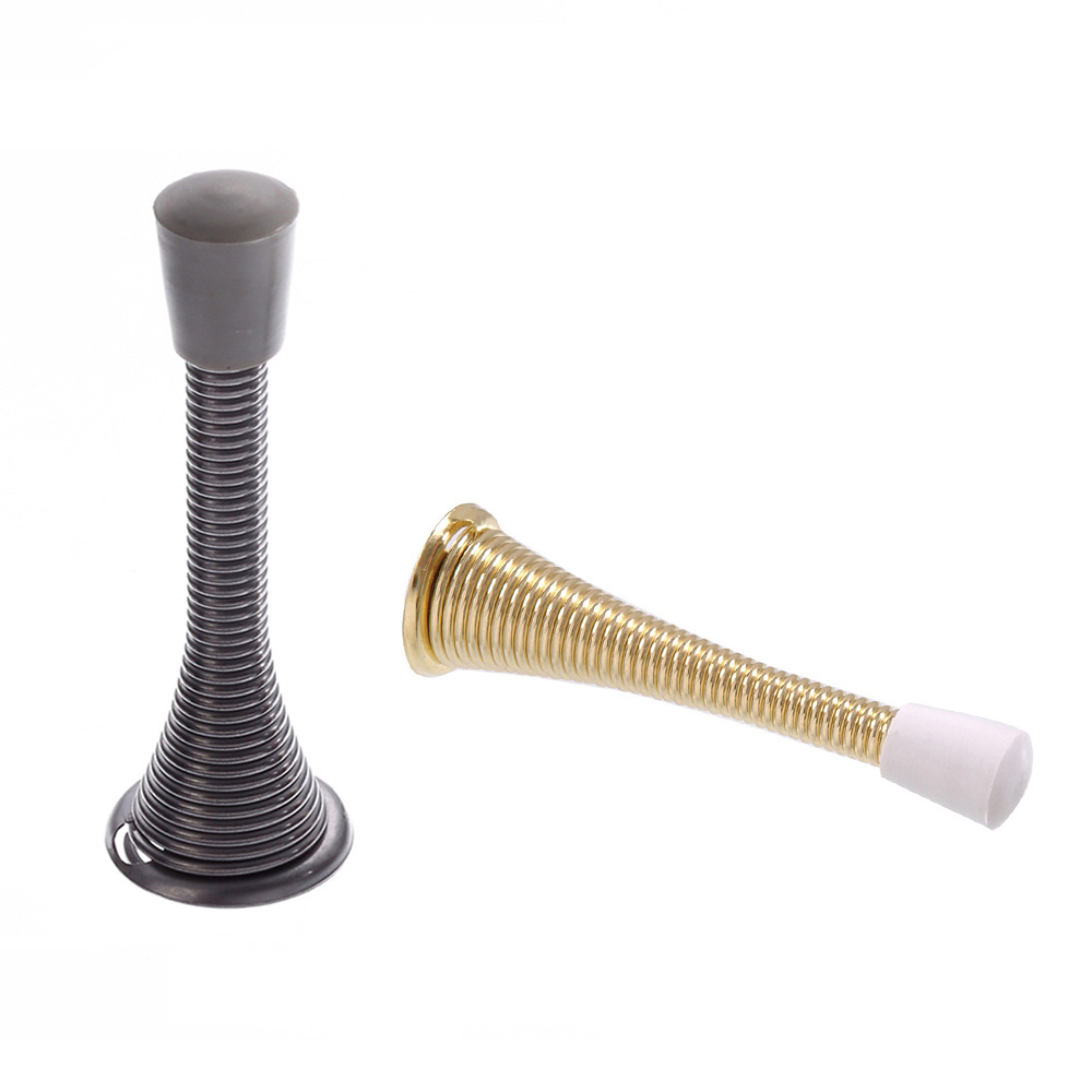 Door Stopper 3-inch Trumpet Spring Flexible Protect Walls Polished Brass