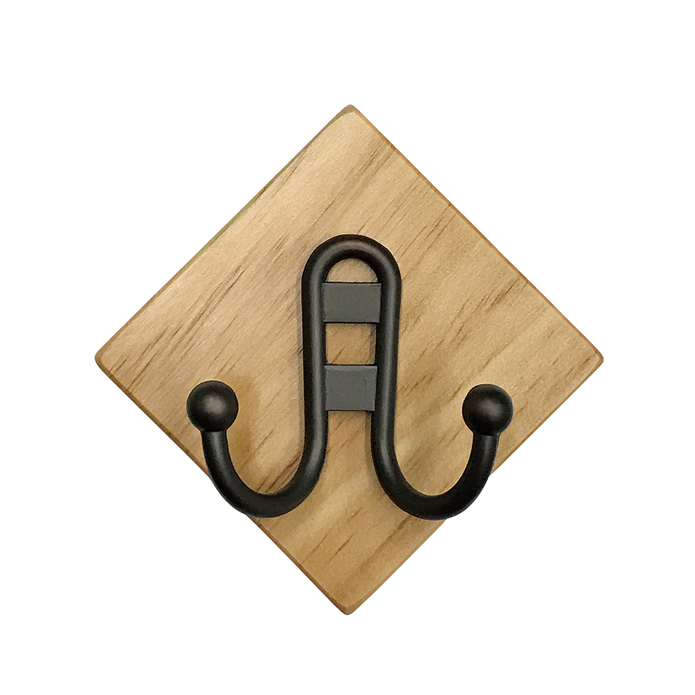 Wooden Wall Chrome Robe Hook Rack for Bathroom