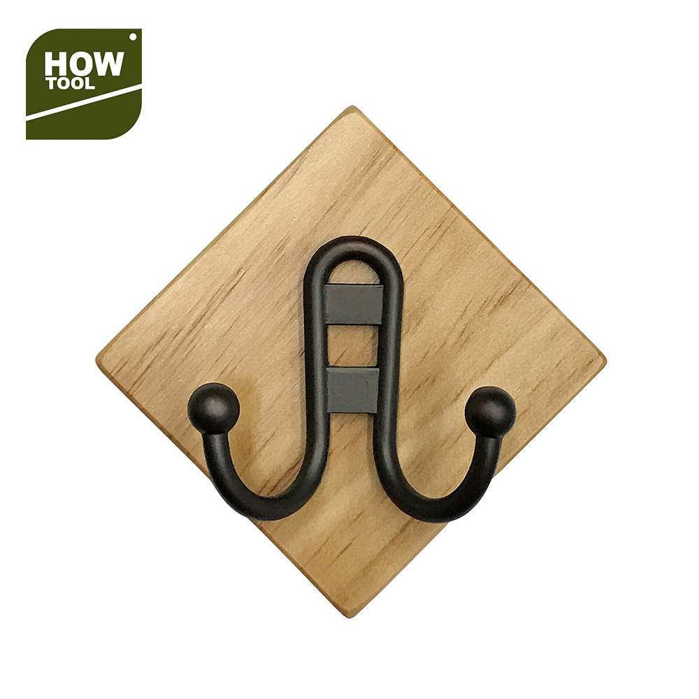 Wooden Wall Chrome Robe Hook Rack for Bathroom