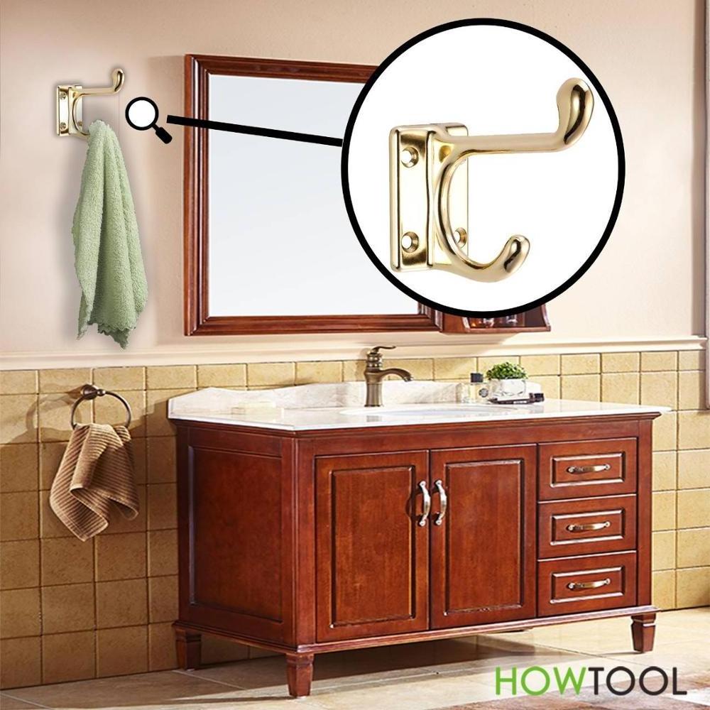 Coat Hook Dual Robe Hooks Single Hanger Wall Mounted Heavy Duty Brass Plated