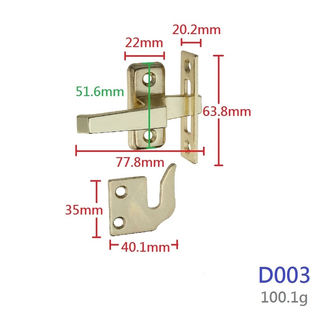 Casement Fastener Security Crescent Window Sash Lock Brass Plated