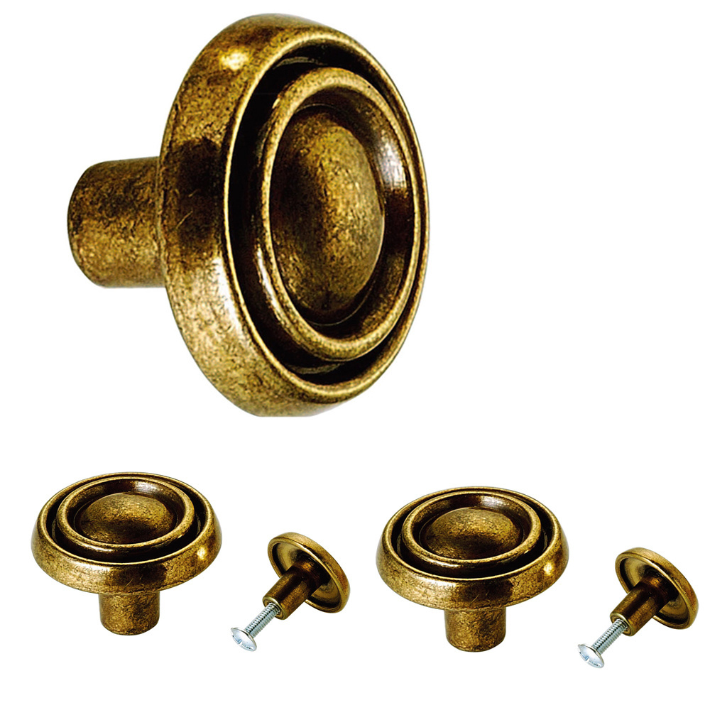 Cabinet Knob Antique Brass Drawer Hardware for Kitchen Round Type