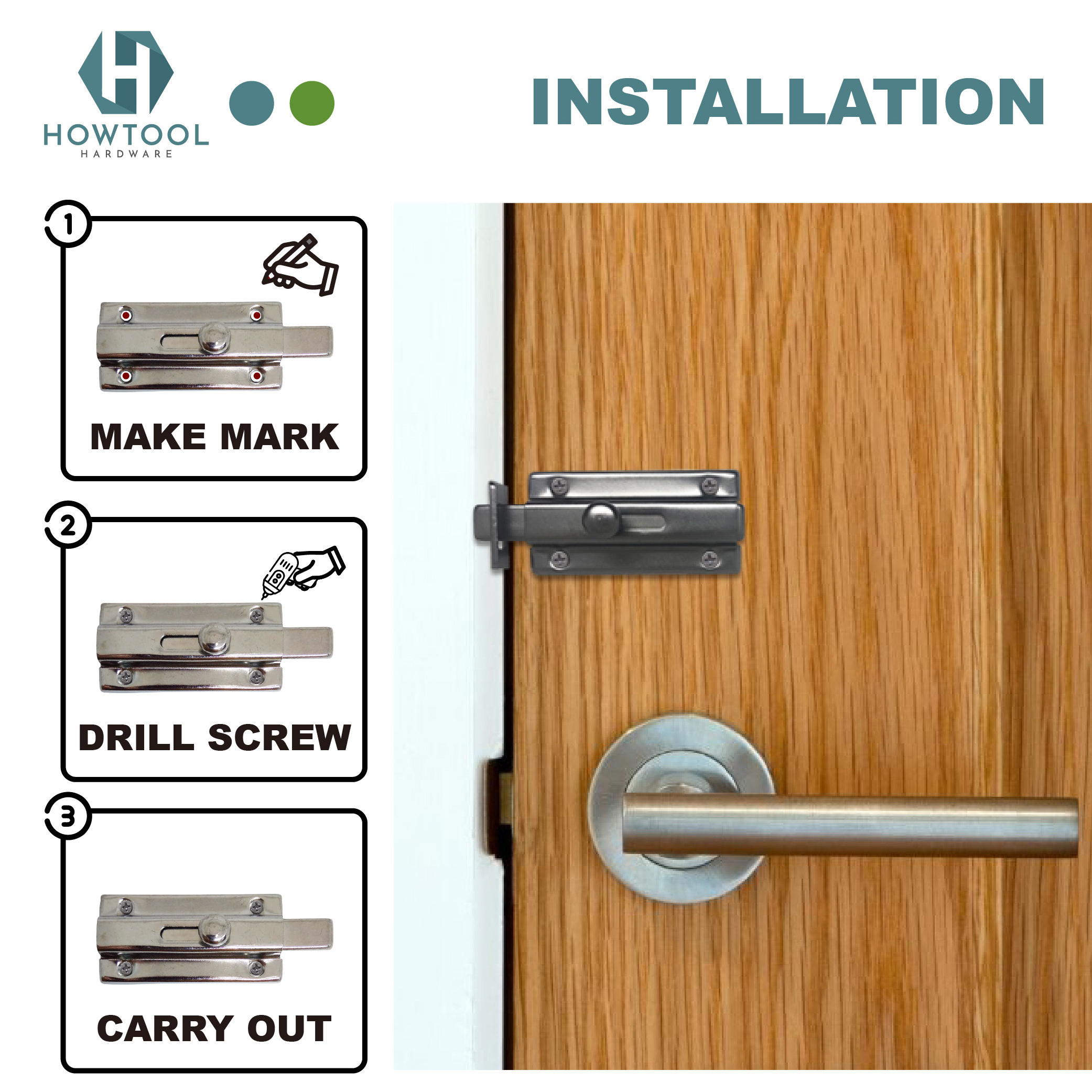 Security Self-Lock Solid Sliding Door Bolt Latch